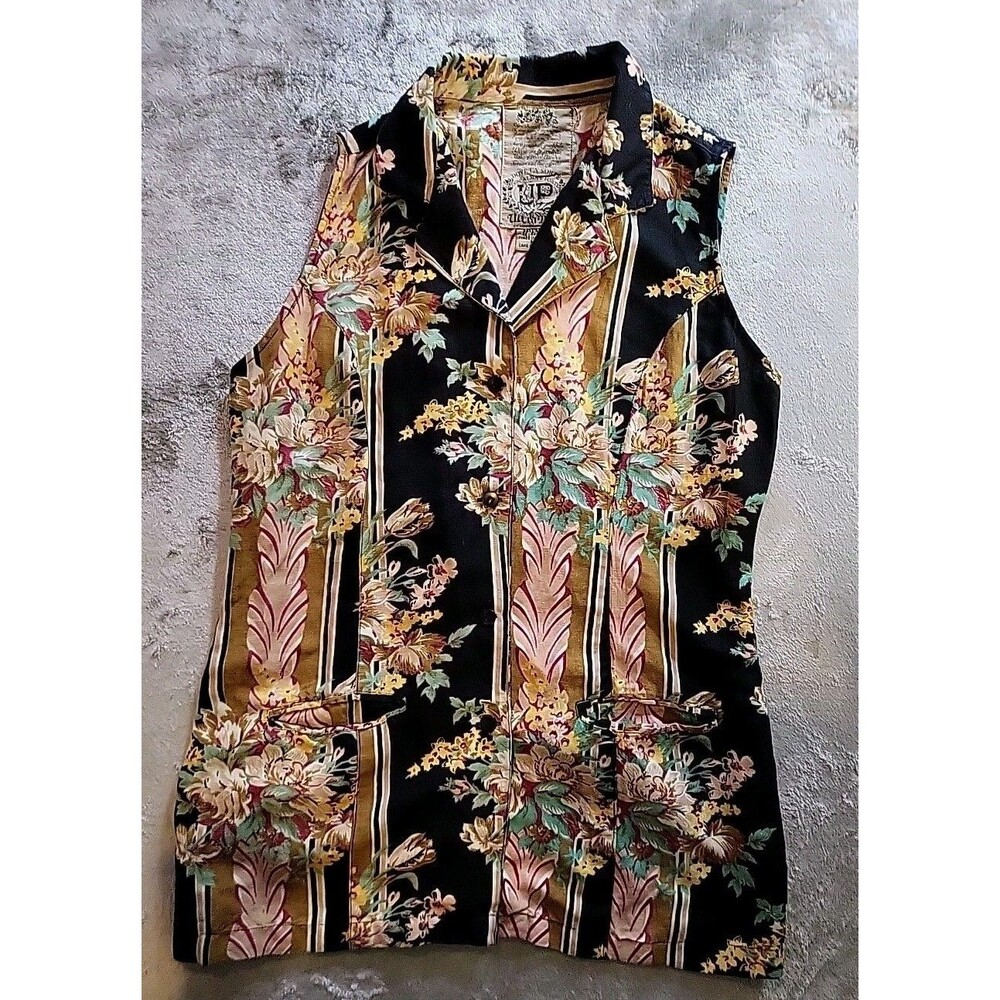 Ultra Park Linen Blend Vest Womens  Button Up  Medium Colorful Coconut Girl